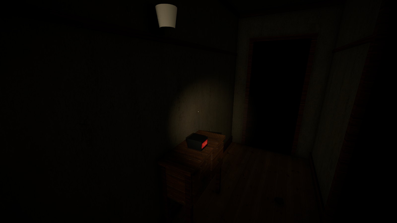 The house in the dark, with the flashlight